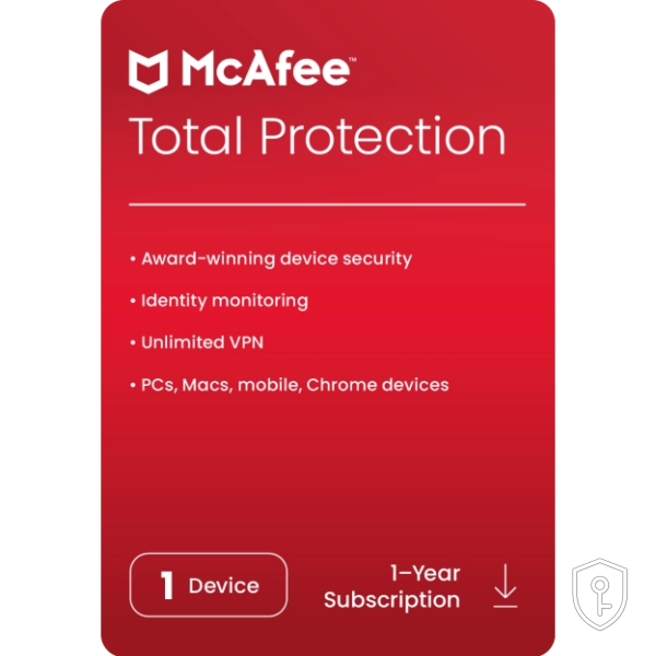 McAfee Total Protection 2024 Clé (1 An / 1 Appareil) — licence originale à acheter en Suisse - CHKEY