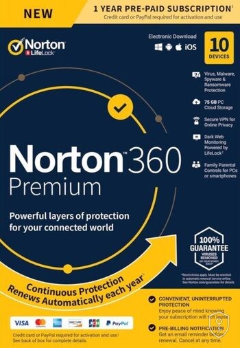 Norton 360 Premium EU Clé (1 An / 10 Appareils) + 75 GB Cloud Storage — licence originale à acheter en Suisse - CHKEY